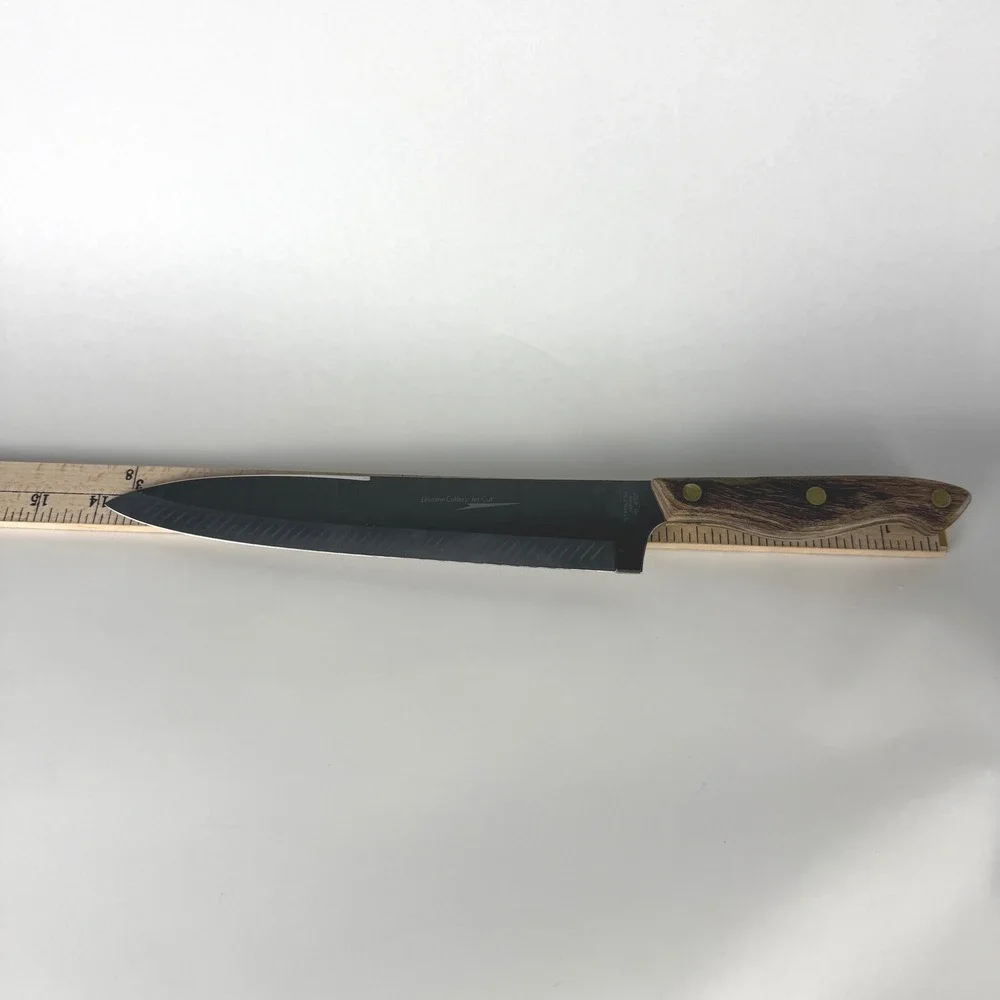 Vintage Lifetime Cutlery Jet-Cut Chef Knife Stainless Japan 400 Wood Handle 14